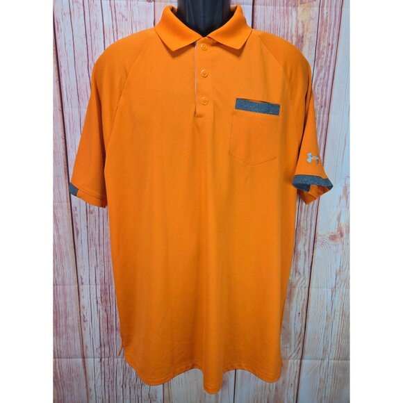 Under Armour Mens Loose Fit HeatGear Orange Polo XL - Picture 1 of 9